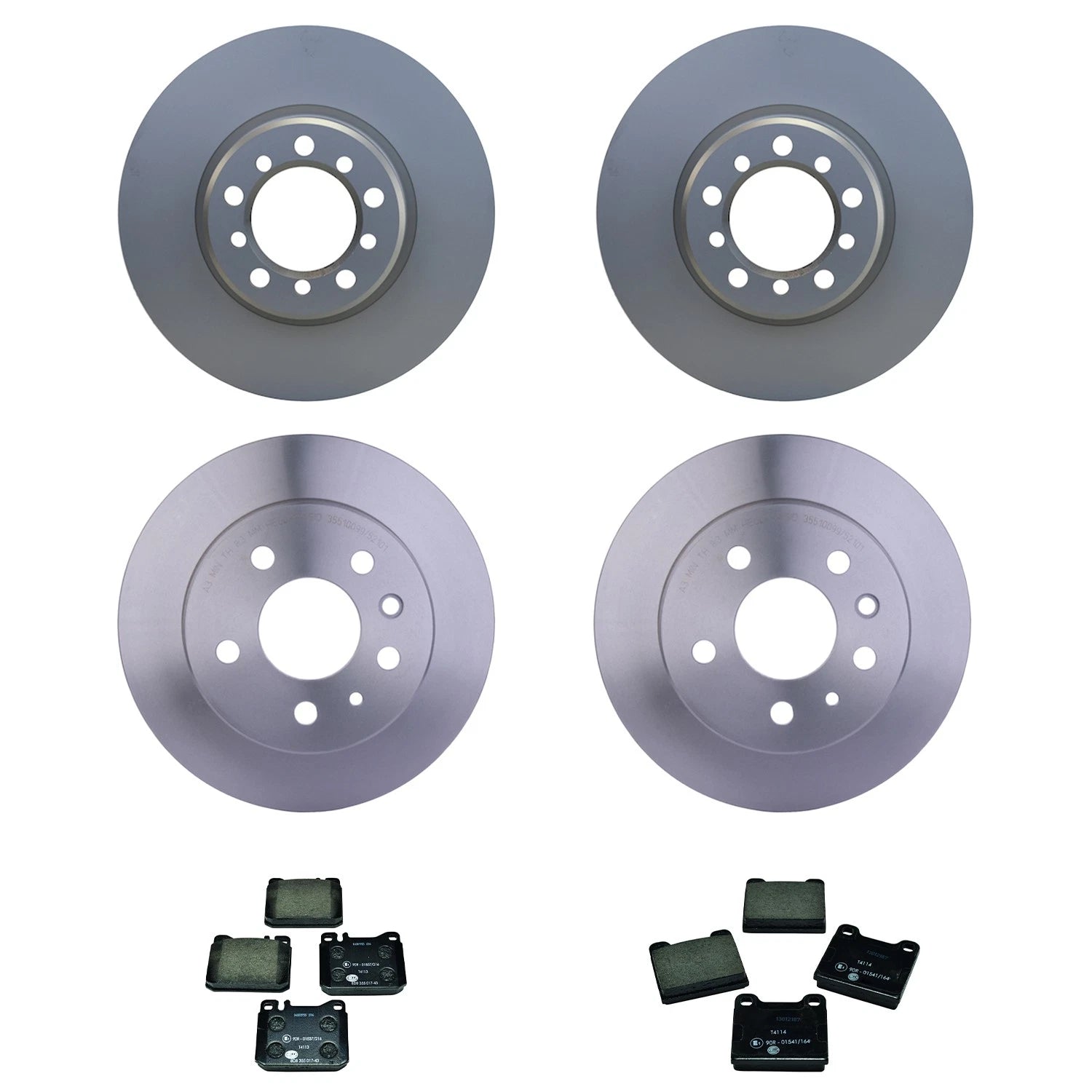 Hella Front Rear Rotors Disc Brake Pad Kit for Mercedes W126 300SE 420SEL 560SEC (1980–1991)
