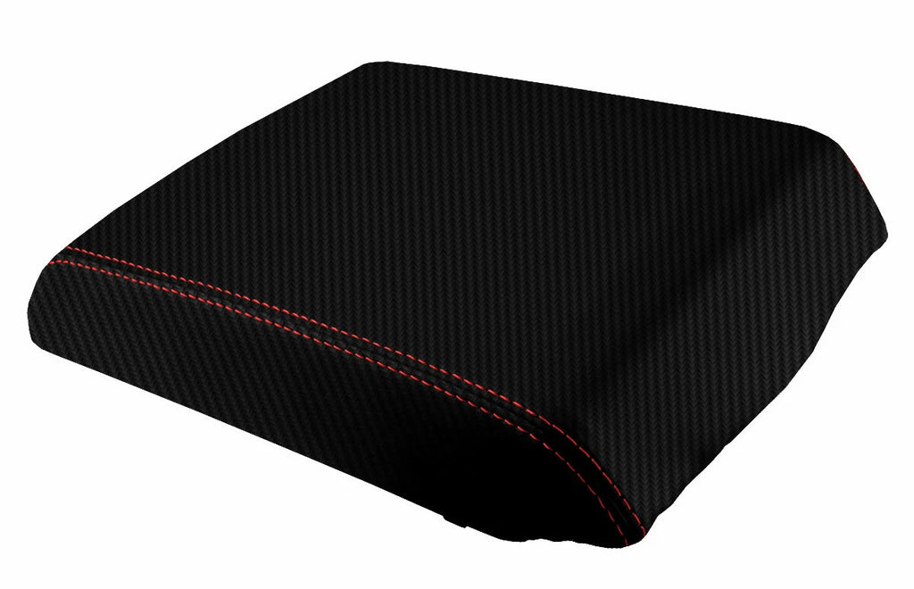 Console Lid Armrest Cover for Hummer H2 (2005–2007) Carbon Fiber Red Stitch