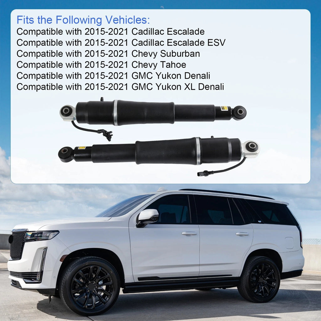Rear Air Shock Struts + Compressor Pump for Chevy Tahoe GMC Yukon (2015-2019)