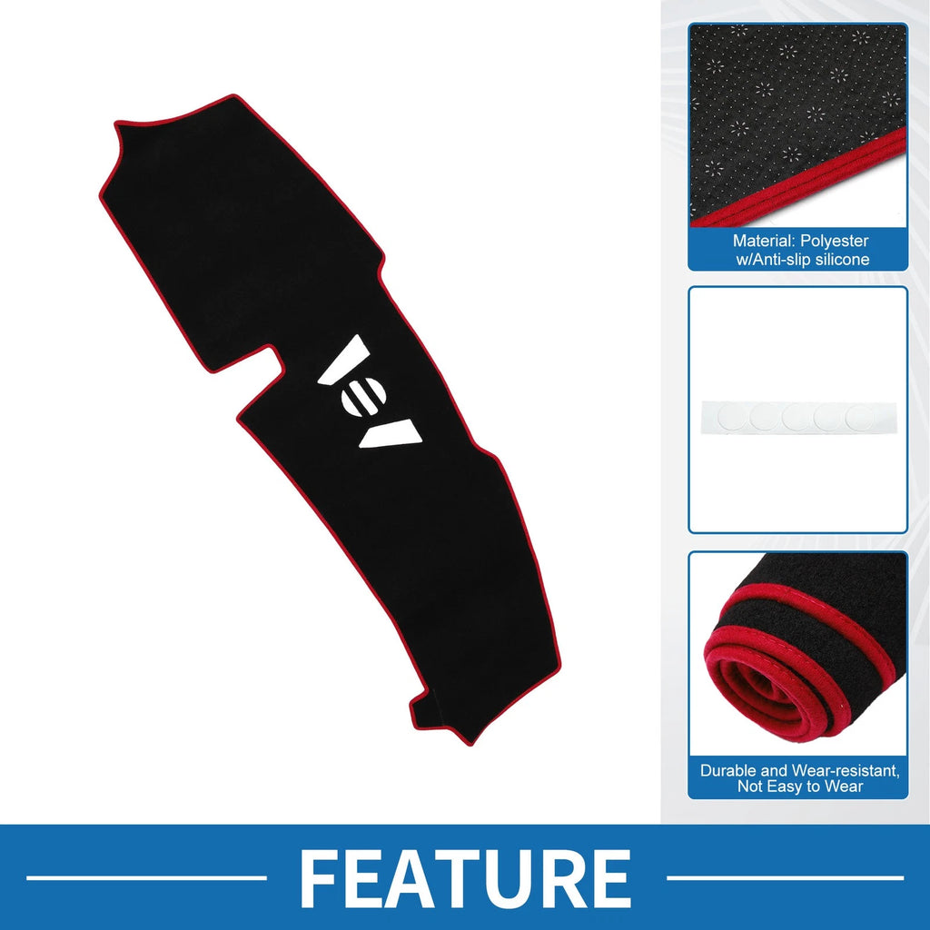 Dashboard Cover Mat for BMW X5 (2023–2024) Sun Protector Black Red