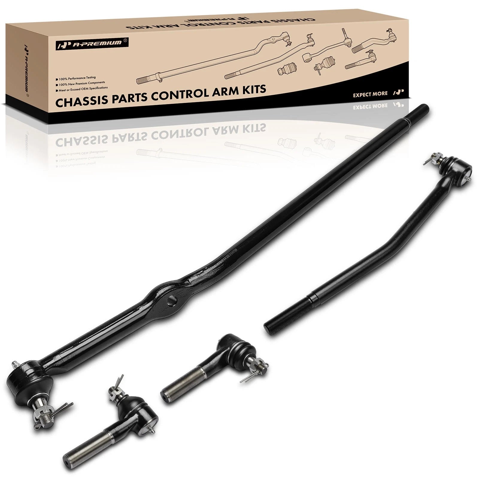 Set of 4 Front Inner Outer Tie Rod Ends for Ford E-150 (2003–2005)