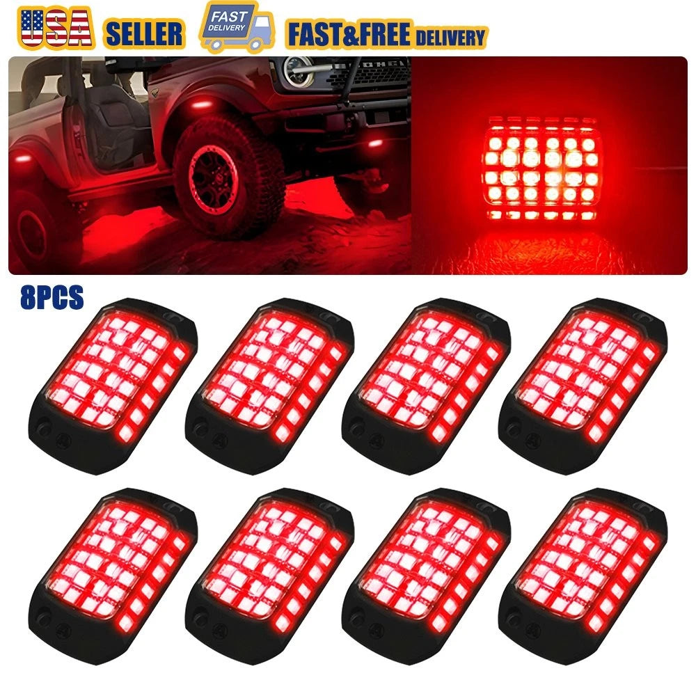 8x Red LED Neon Light Underglow Lamp Kit for Chevrolet Truck SUV (2003–2025)