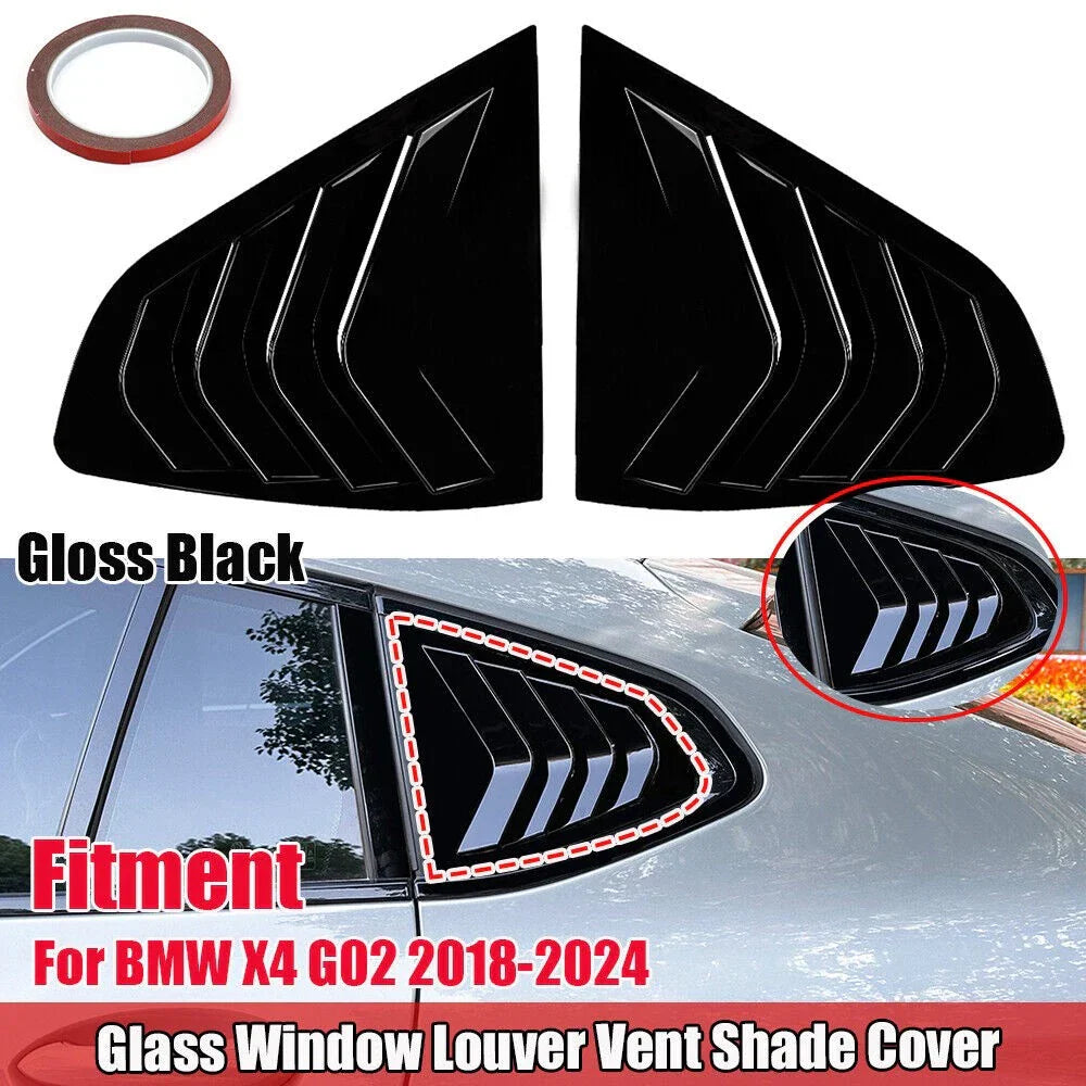 Vent Covers Premium Gloss Black Rear Window Quarter for BMW X4 G02 (2018–2024)