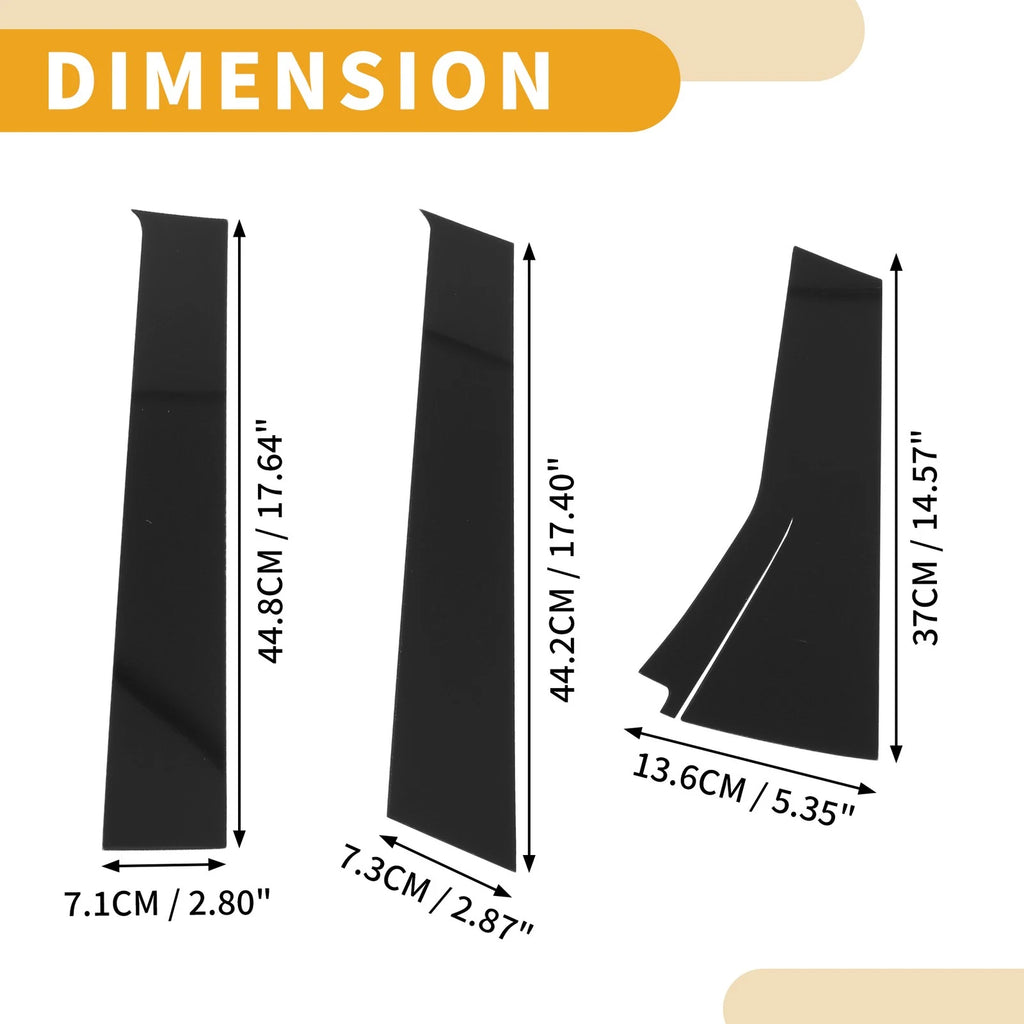Set of 6 Door Pillar Window Trim for Honda Fit (2013–2019) Black