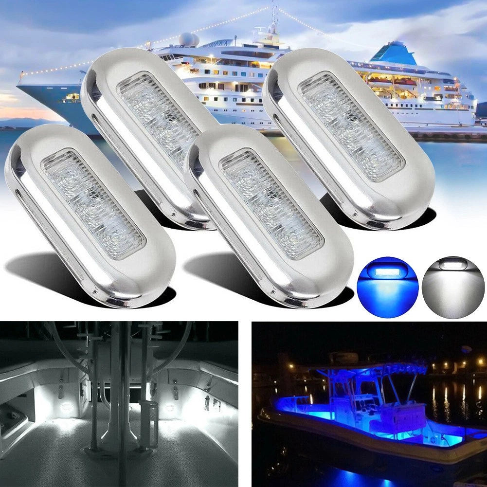 Stainless Steel Bezel LED Courtesy Light for Marine Applications (Clear Lens)