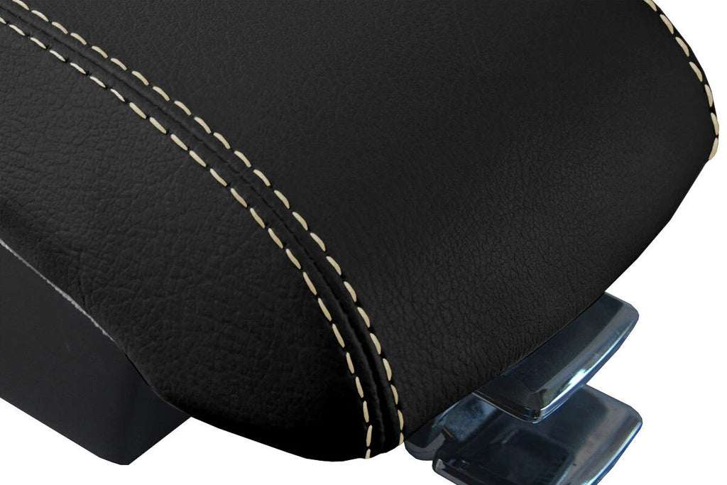 Leather Console Lid Armrest Cover for Lincoln MKX (2007–2010) Beige Stitch