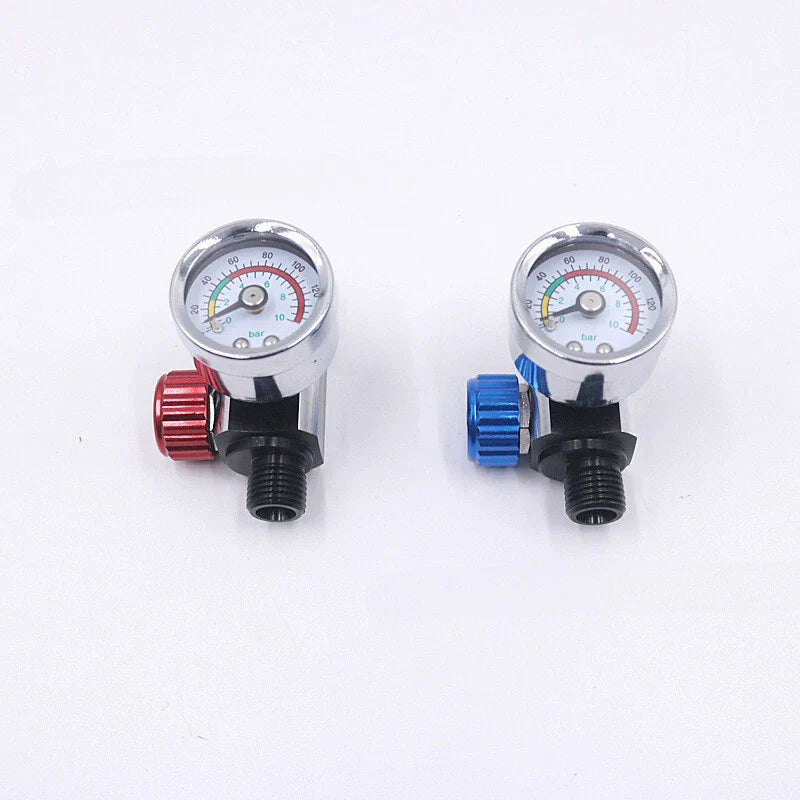 2 x Universal G1/4 Paint Spray Gun Regulator Gauge for All Vehicles