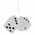 Fuzzy Dice Rearview Mirror Decoration for Car Truck Novelty White (Universal)