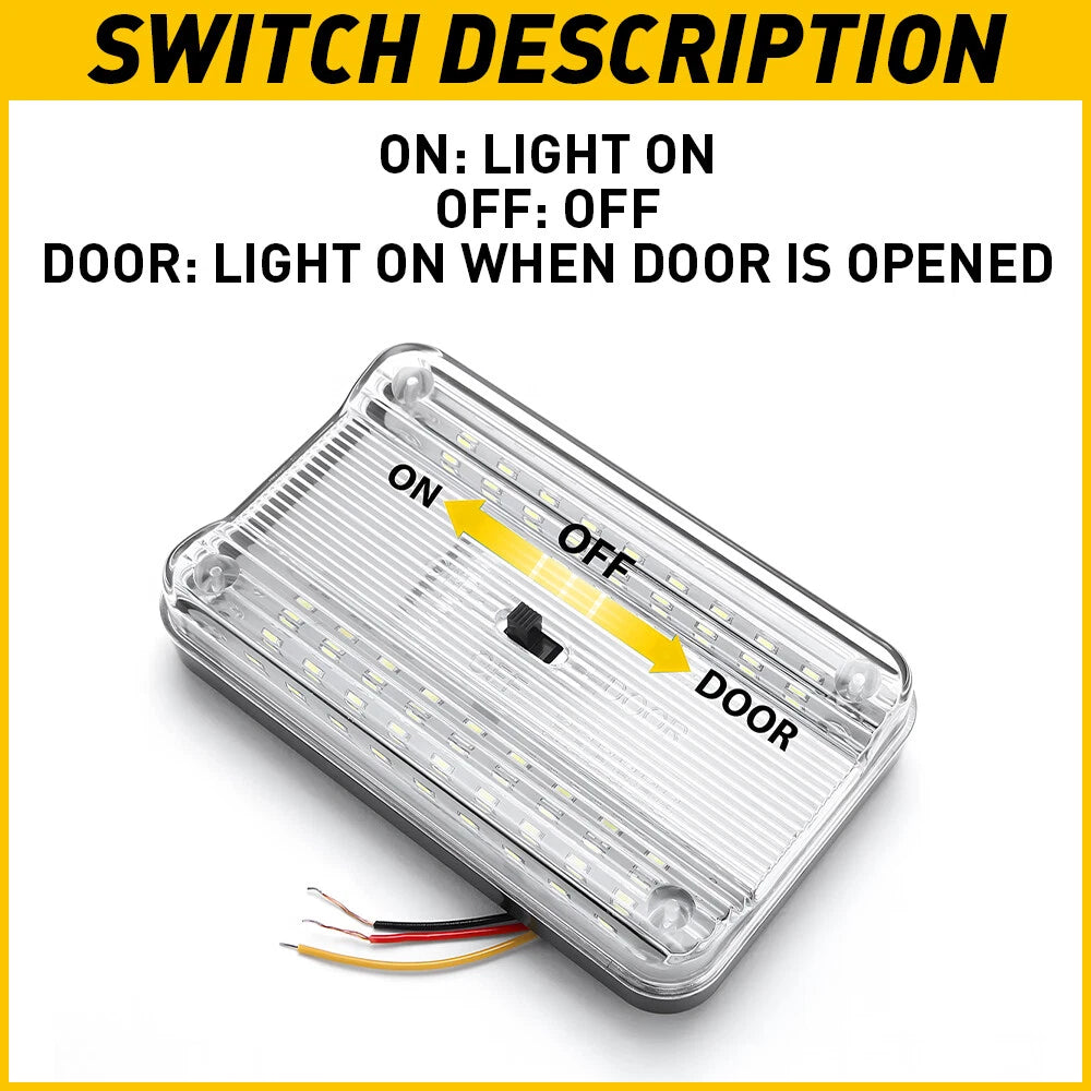 Set of 2 LED Car Interior Dome Lights for Universal Fit (12V)