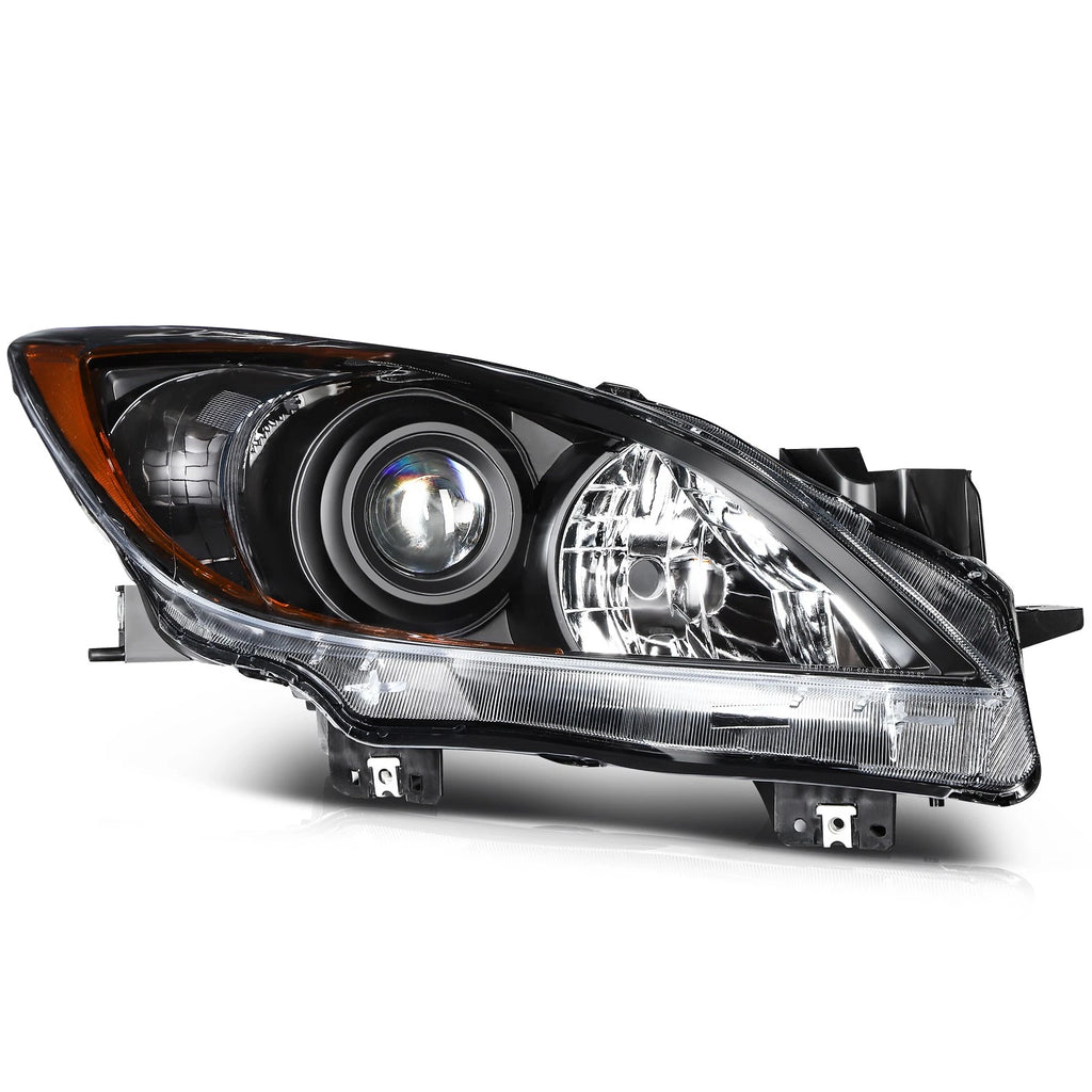 Set of 2 Black Housing Clear Lens Headlights for Mazda 3 (2010–2013)