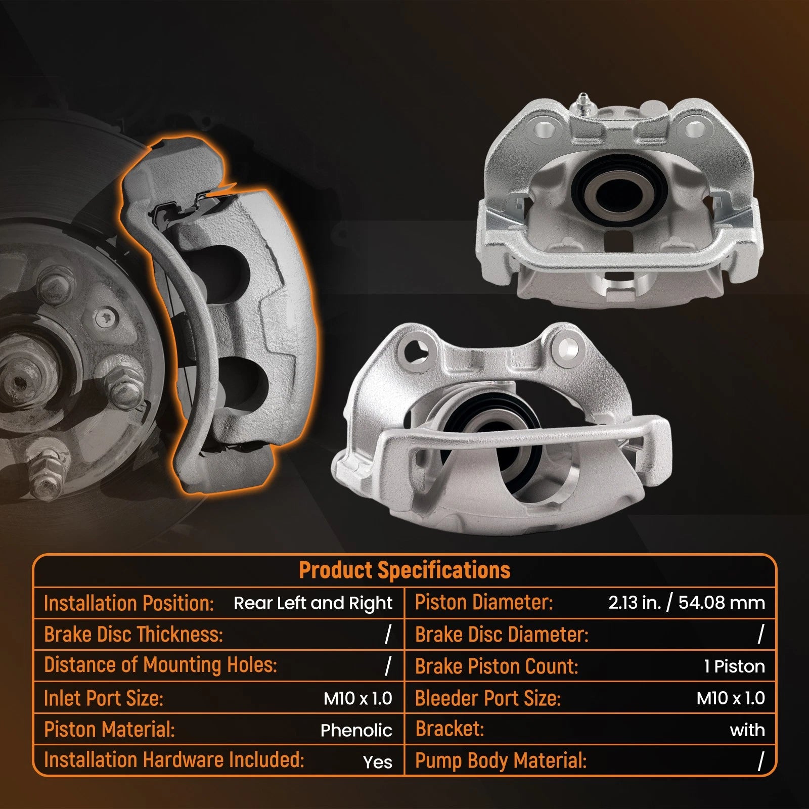 Rear Brake Caliper Assembly for GMC Sierra Yukon 1500 (2000–2001) 18-B4726 18-B4727