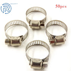 50Pcs Stainless Steel Adjustable Drive Hose Clamps for