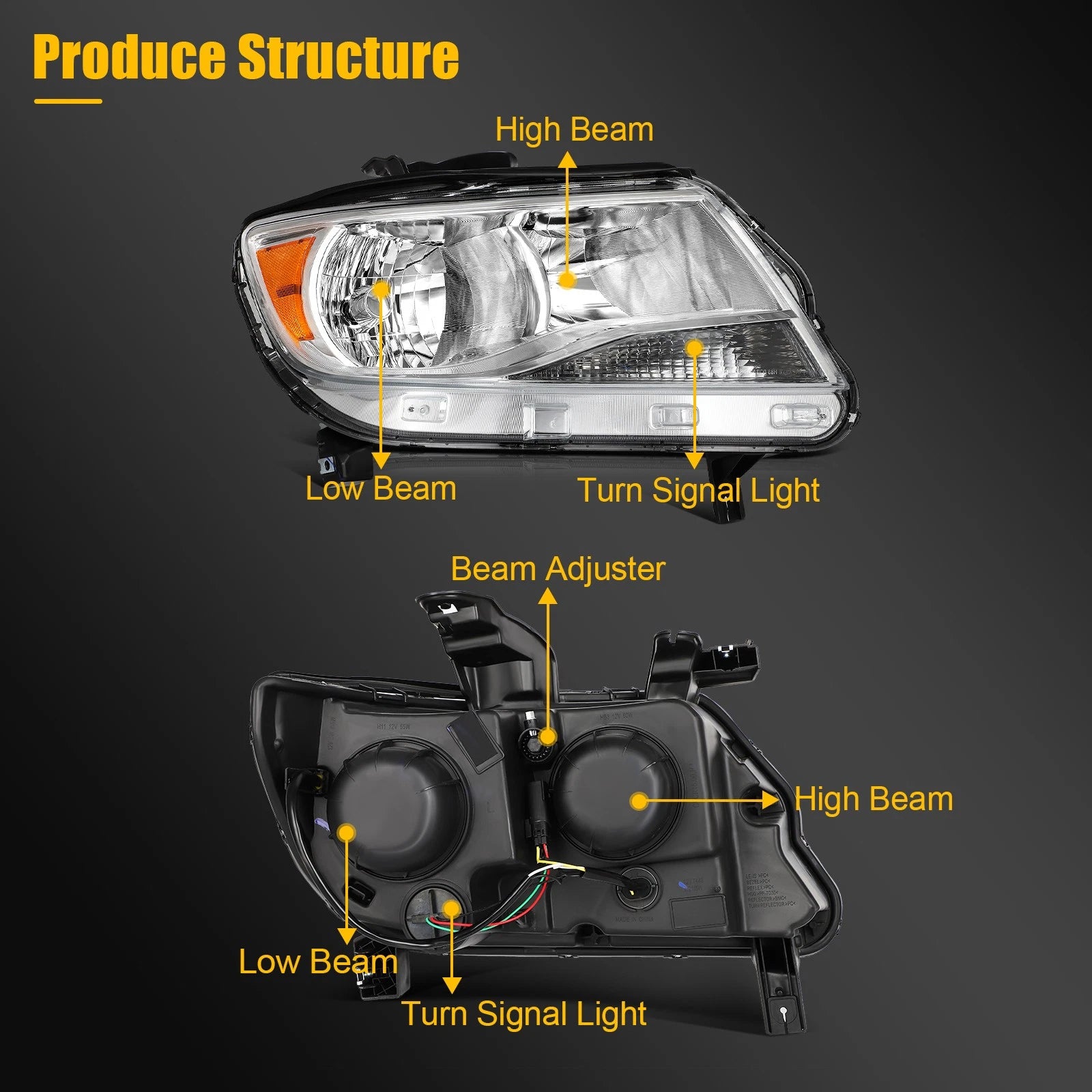 Set of 2 Headlight Assemblies for Chevy Colorado (2015–2022) Chrome Housing