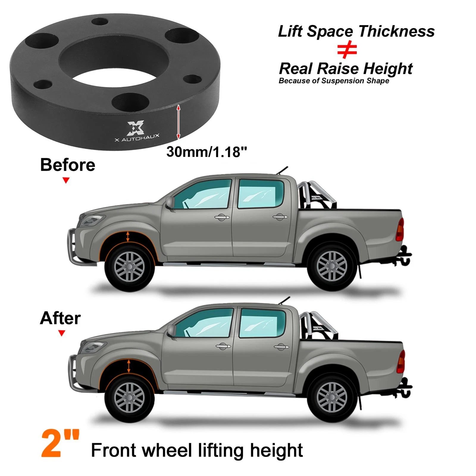 2 Inch Front Leveling Lift Spacers Kit for GMC Sierra 1500 2WD 4WD (2007–2019)