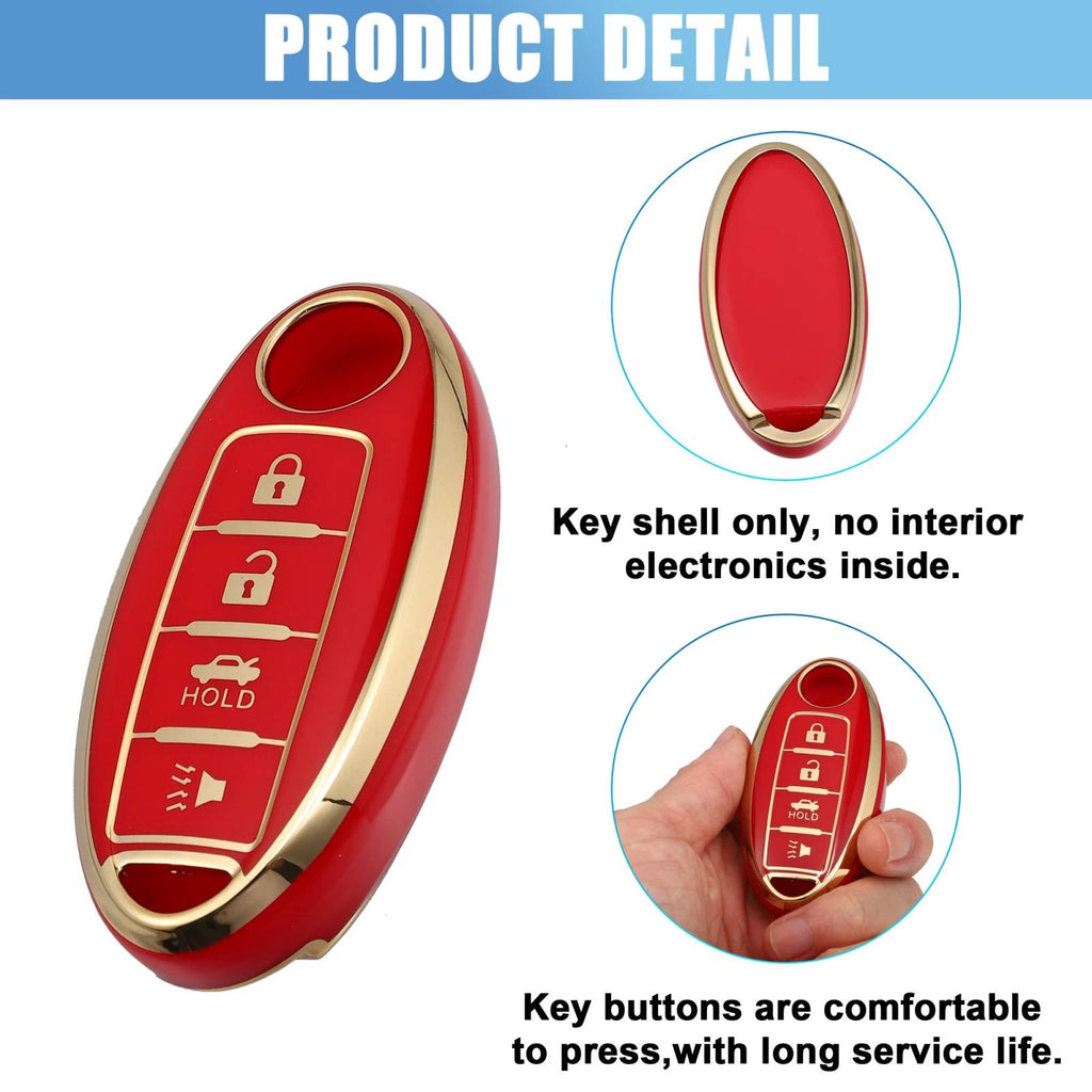 Silicone Key Fob Case Cover for Infiniti QX80 (2014) - Red