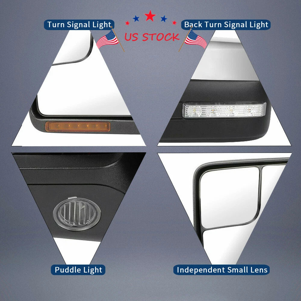 Chrome Power Heated Mirrors with Turn Signal for Ford F-150 (2004–2014)