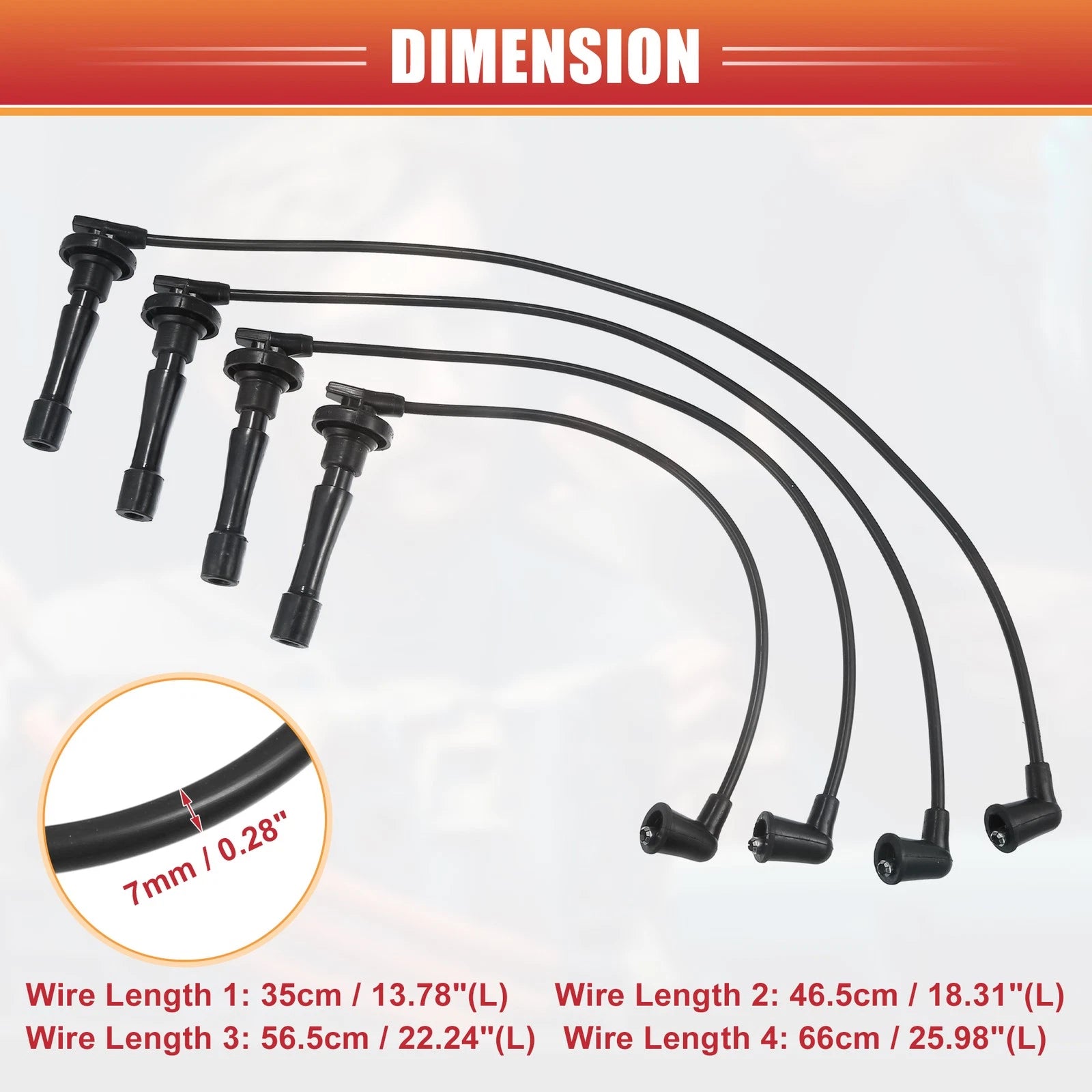 Set of 4 Spark Plug Wire Ignition Coil Cables No.32700PHK003 for Honda CR-V (1997–2001)