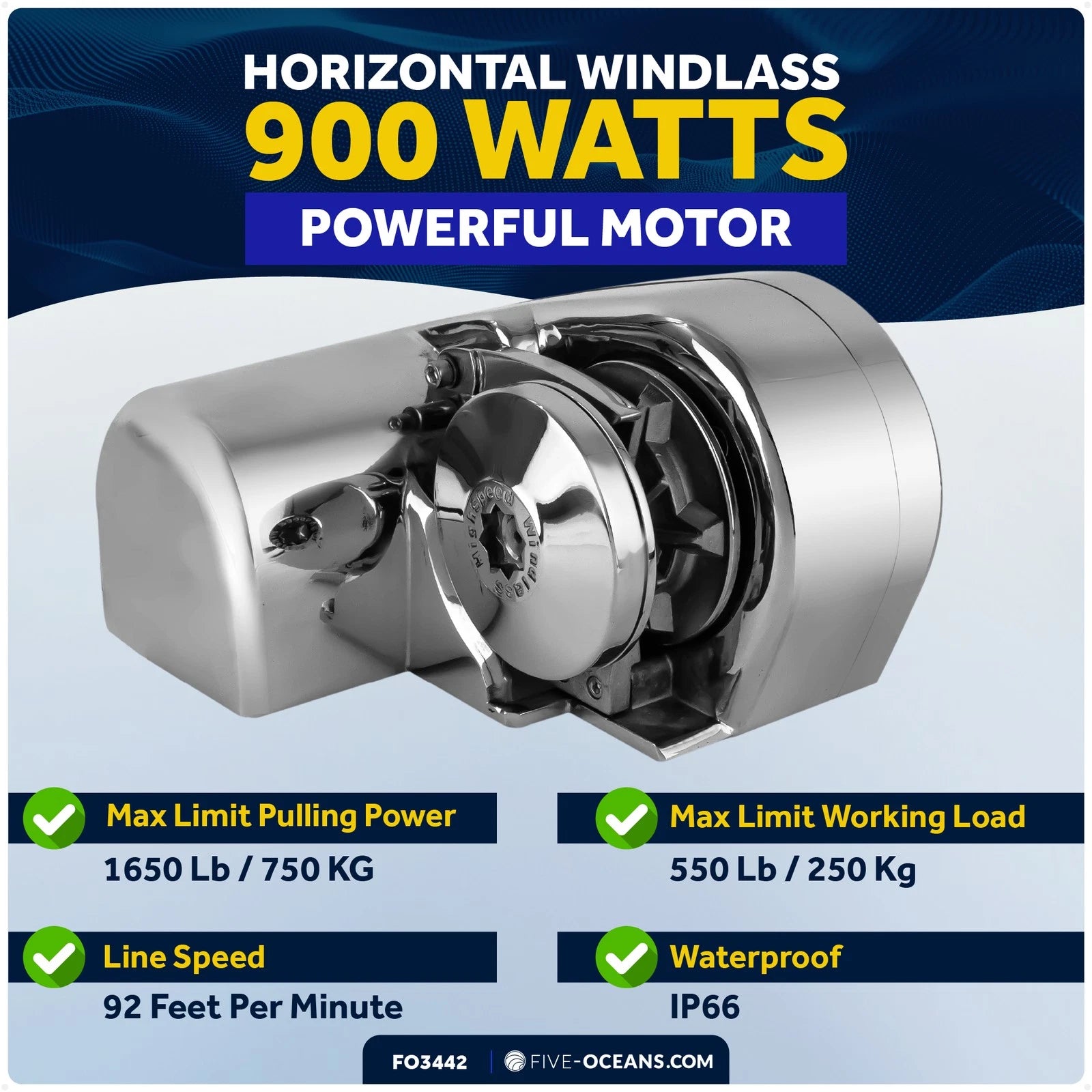 Windlass Kit for Atlantic Boat (900 Watts, 12V DC)