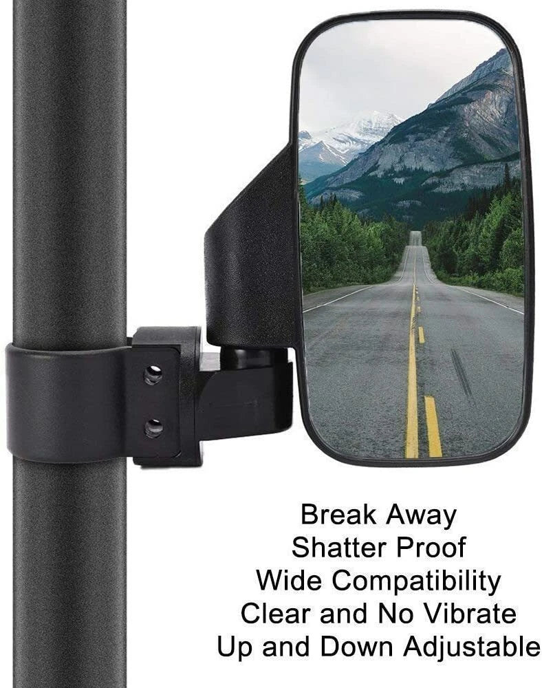 UTV Rear View Side Mirrors 1.75" 2" Roll Bar Clamp for Polaris, Kawasaki