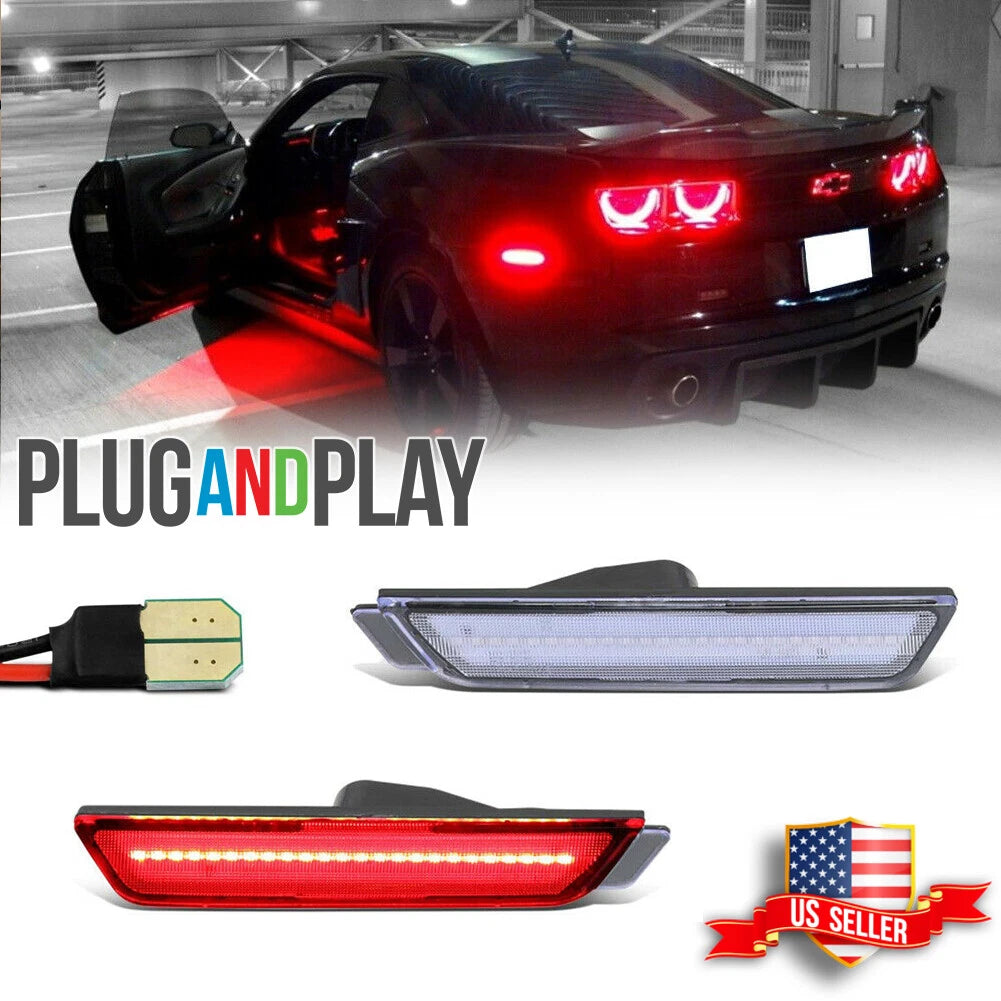 Clear Lens Rear Side Marker Lights Red LED for Chevrolet Camaro (2010–2015)