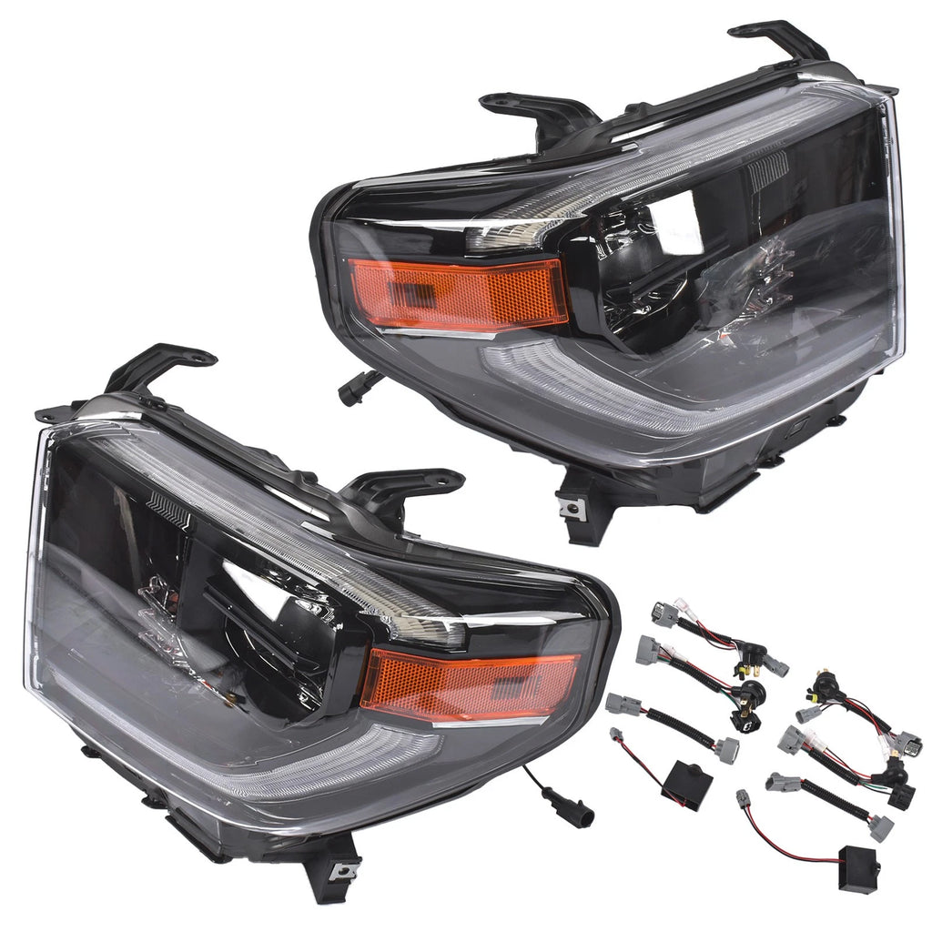 2X Black LED Headlights for Toyota Tundra TRD Sport & Pro (2018–2021)