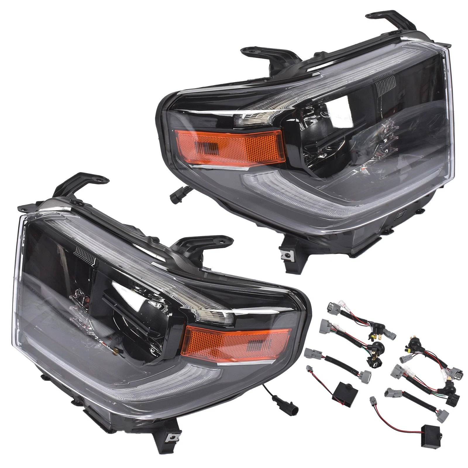 2X Black LED Headlights for Toyota Tundra TRD Sport & Pro (2018–2021)