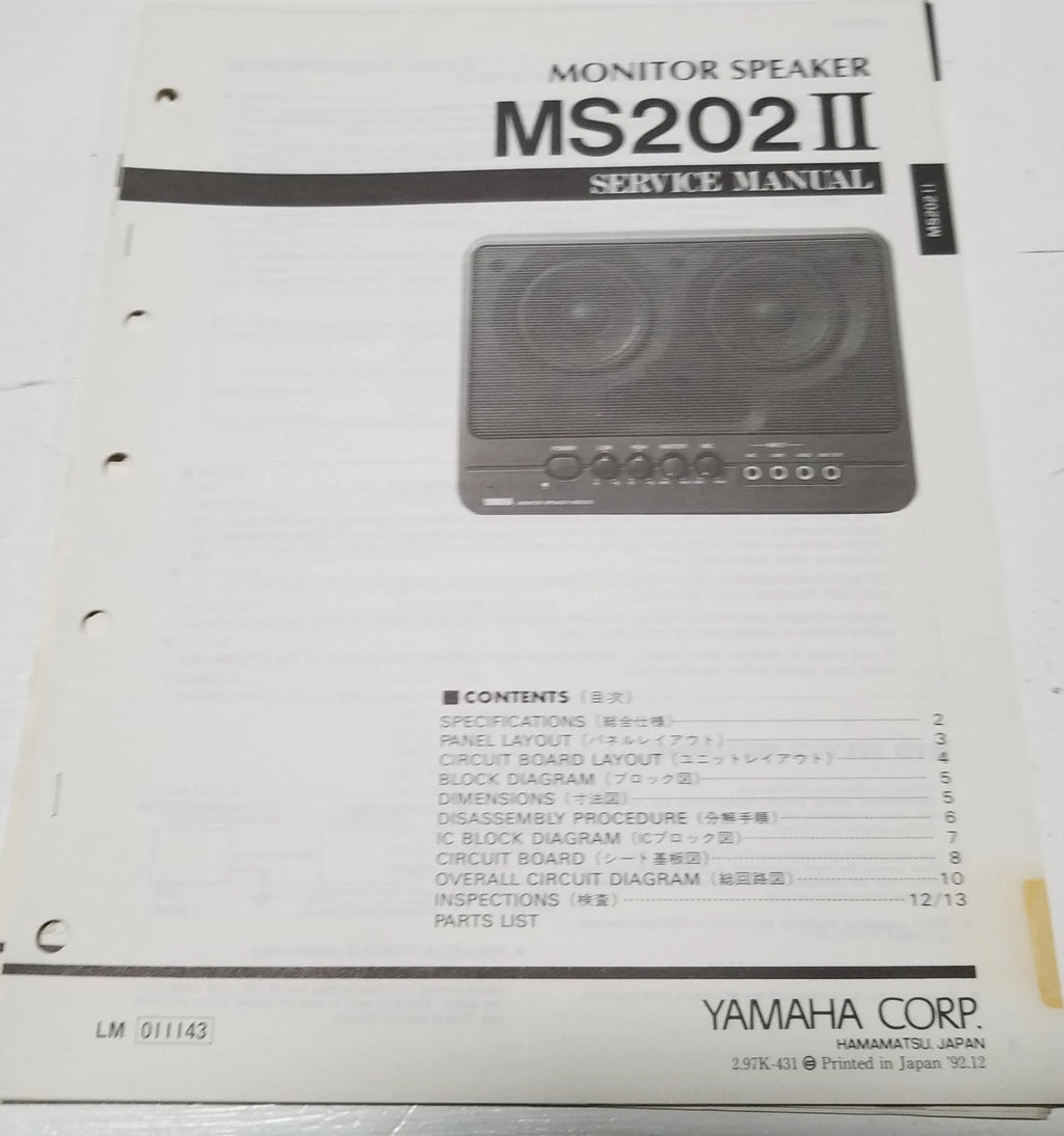 Yamaha MS202 II Monitor Speaker Service Manual