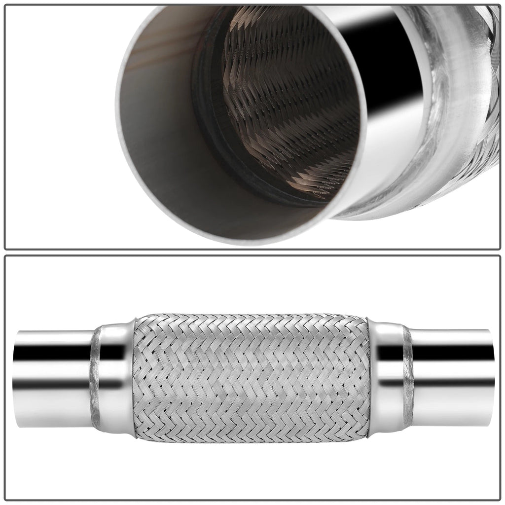 12" Double Braid Stainless Steel Flex Pipe for Custom Exhaust (2.5" OD)
