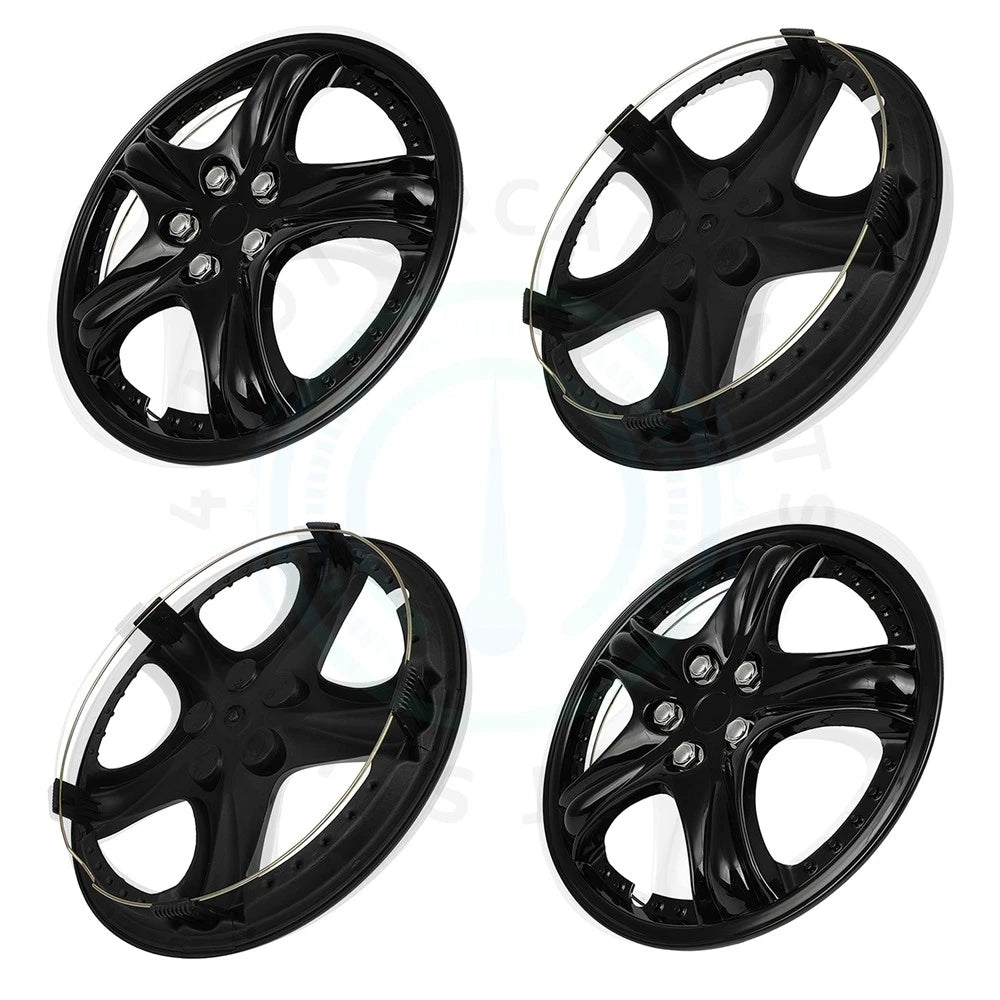 Set of 4 Black 13 Inch Wheel Hub Caps for R13 Tires