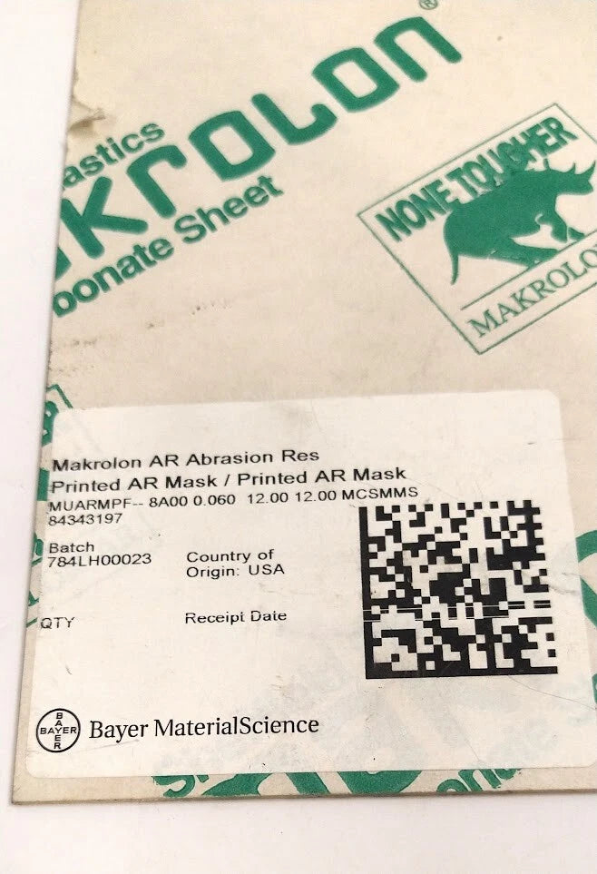 Makrolon AR Abrasion Resistant Polycarbonate Sheet 1ft x 1ft (1/16'' Thick)