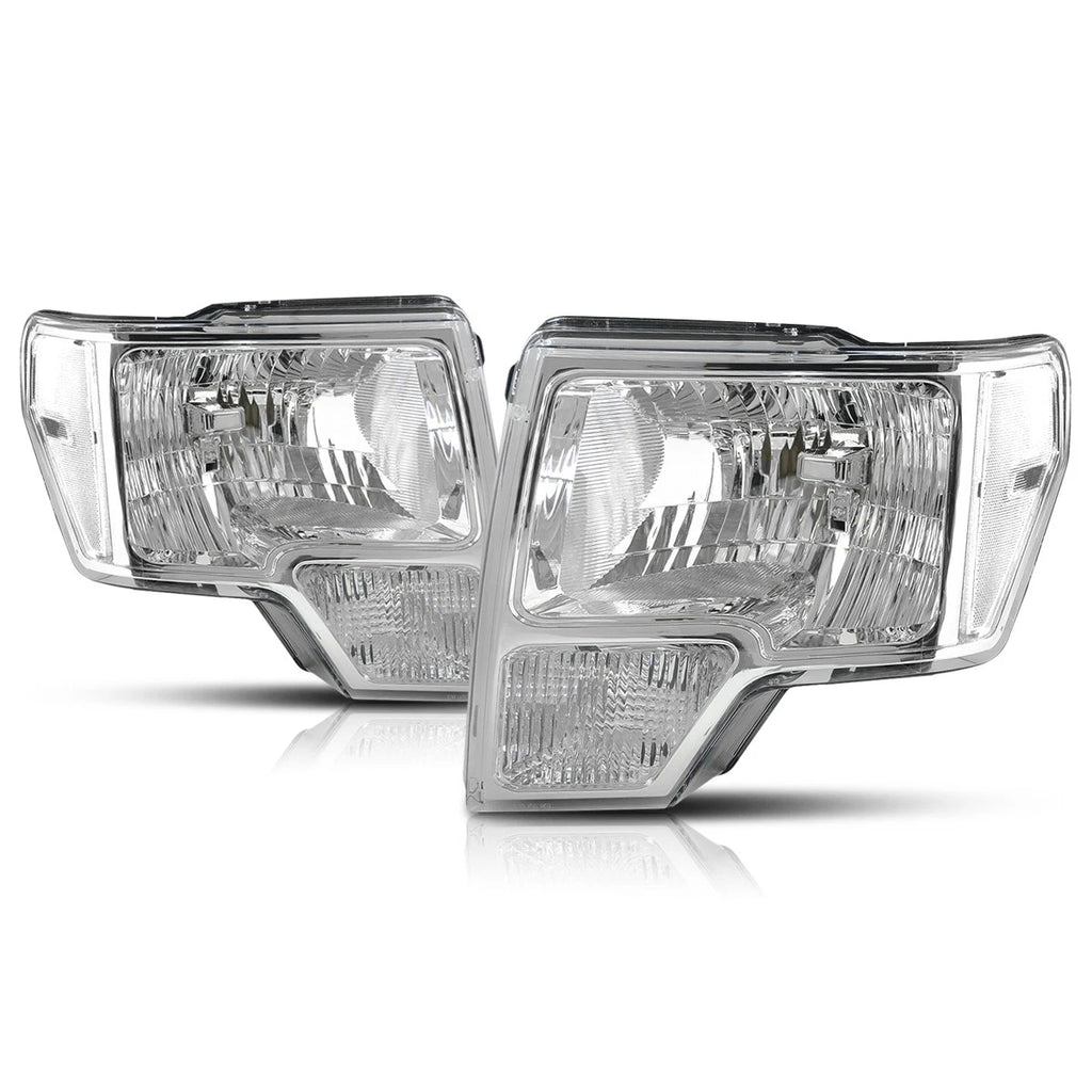 Direct Replace Headlight for Ford F150 (2009–2014) Chrome Housing Clear Corner
