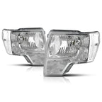 Direct Replace Headlight for Ford F150 (2009–2014) Chrome Housing Clear Corner