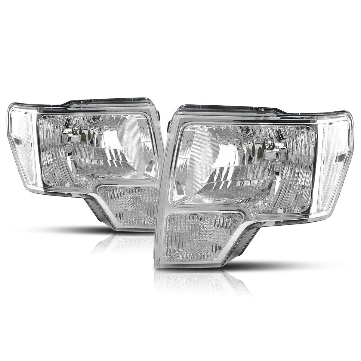 Direct Replace Headlight for Ford F150 (2009–2014) Chrome Housing Clear Corner