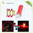 100Pcs T5 2721 74 73 70 17 18 37 17 5050 SMD Red LED Gauge Light Bulbs for Vehicles