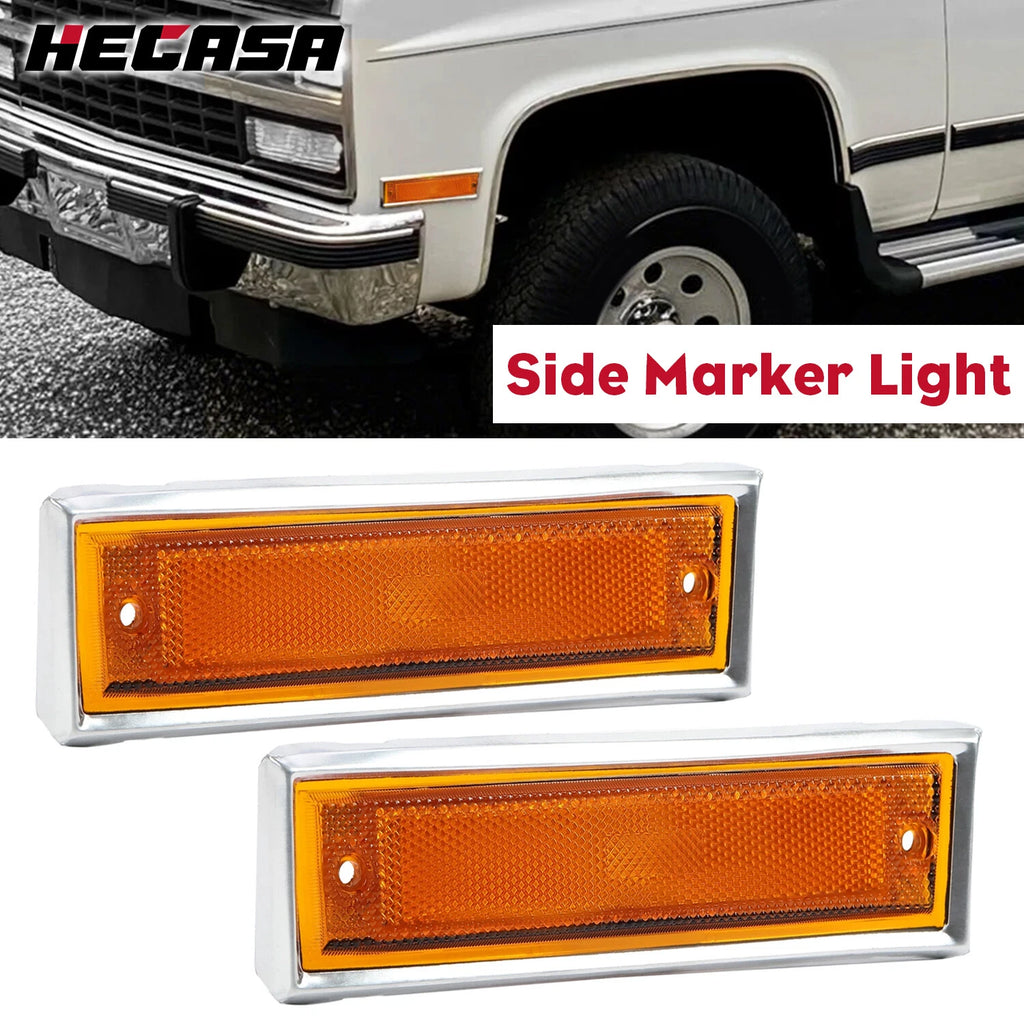 Set of 2 Front Bumper Side Marker Lights for Chevy GMC C/K 10 (1981–1991)