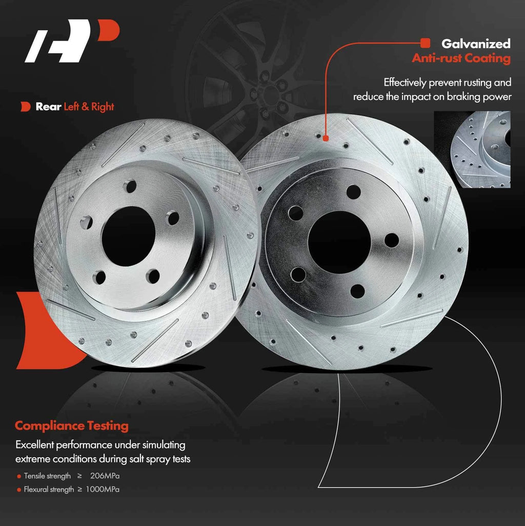 Rear Drilled Brake Rotors and Ceramic Pads for Cadillac DeVille (1977–2005)