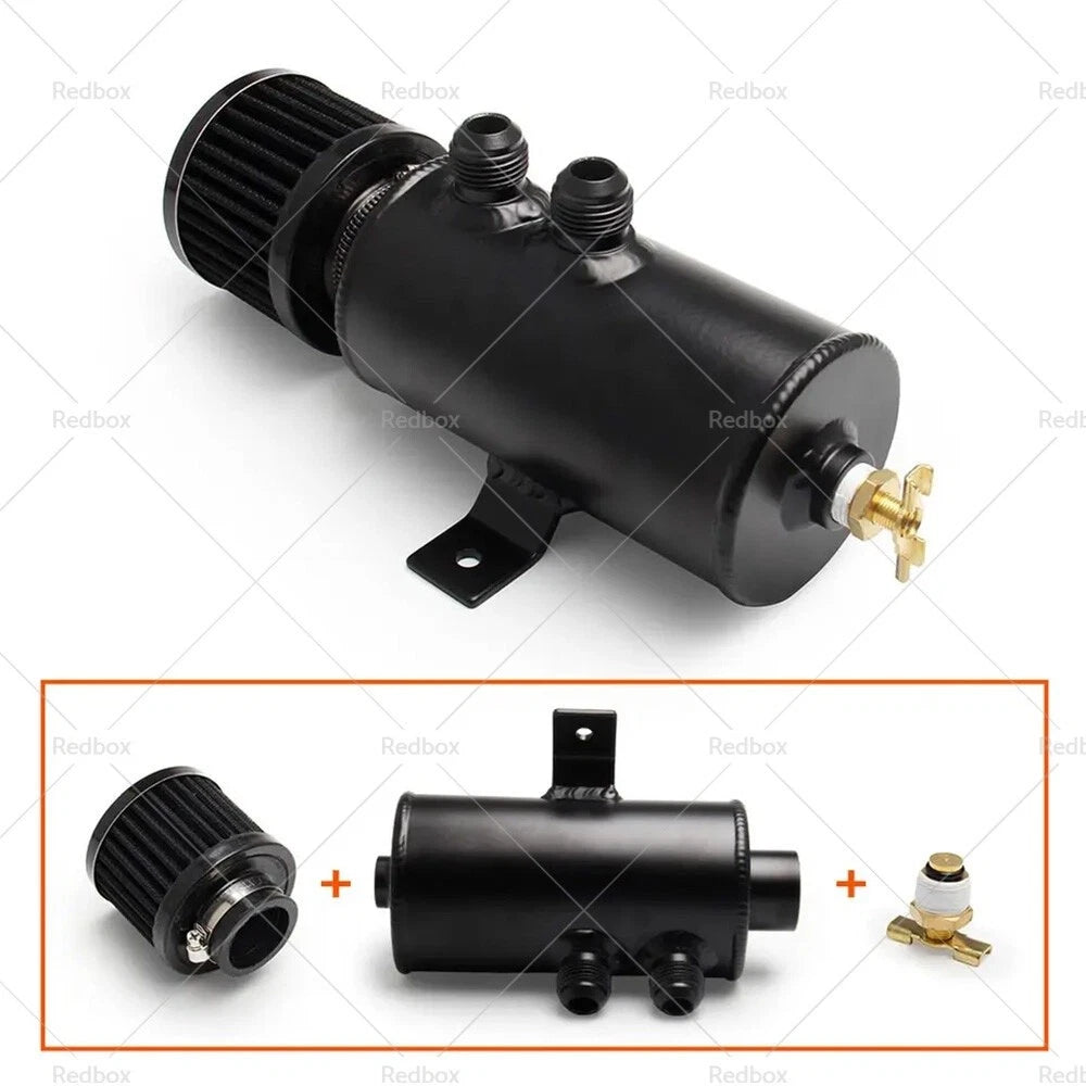 2X Oil Catch Can AN10 Port Breather Filter for Universal (0.75L) Black