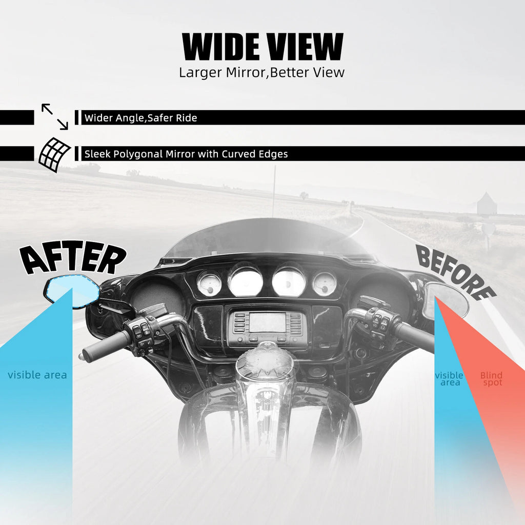Aluminum Case Mirrors for Harley Road Glide EFI FLTRI, FLTR, FLTRX, FLTRU (2002–2023)