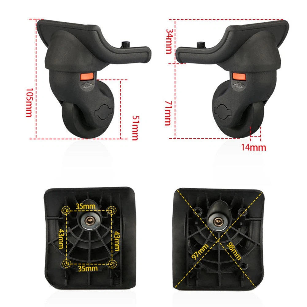 Set of 4 Replacement 360° Swivel Wheel Casters for Luggage Suitcase