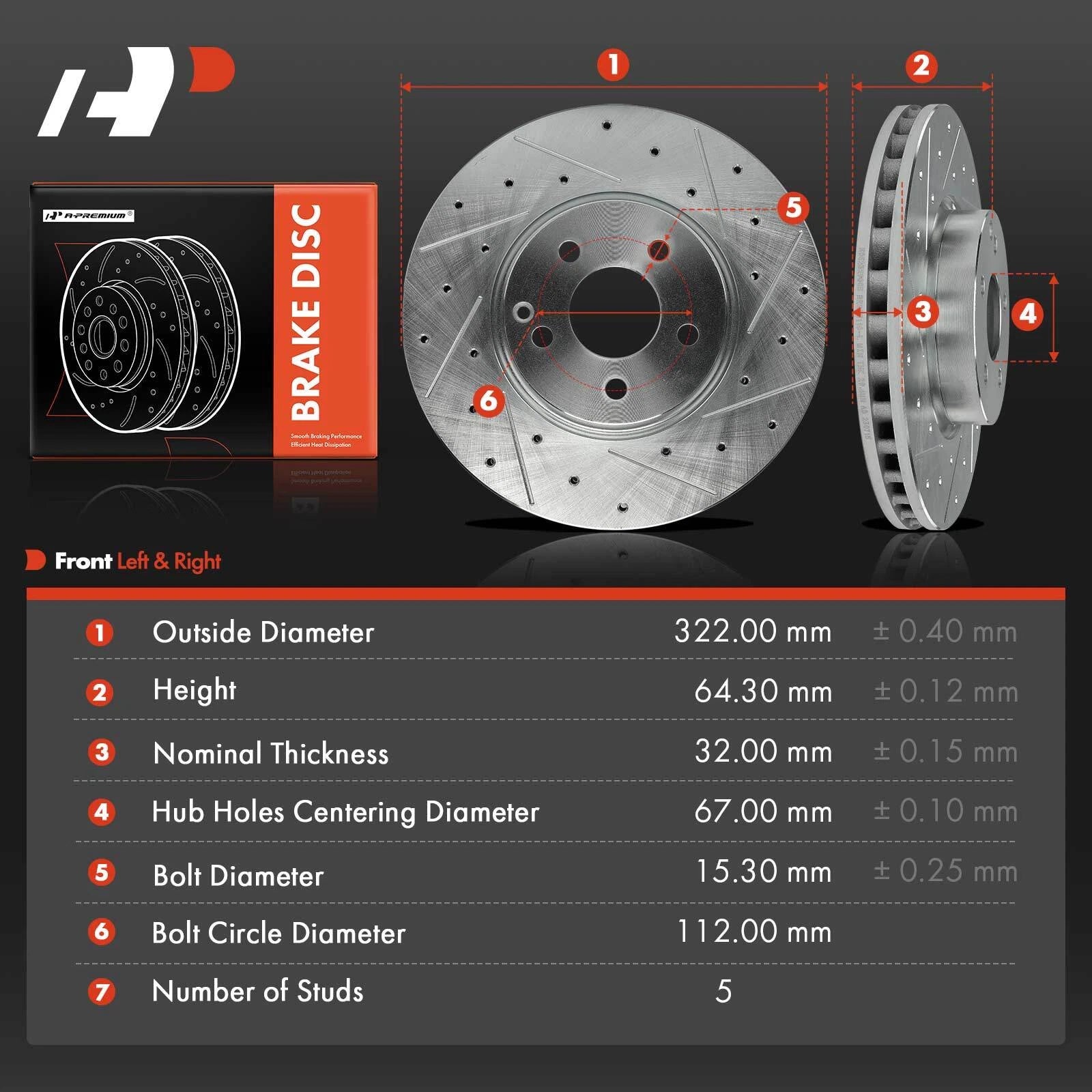Front Side Drilled Brake Rotors for Mercedes-Benz C300 E350 (2008–2014)