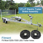 Set of 2 Electric Trailer Brake Assemblies for 7000 lbs Axle (12" x 2")