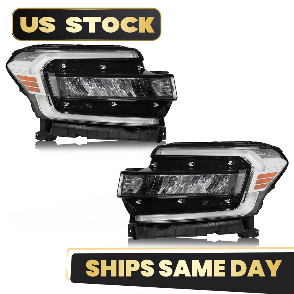 Full LED Headlight Set for Ford Expedition (2022–2024) w/ Chrome Trim