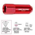 Set of 20 M12X1.25 Red JDM Open End Aluminum Hex Lug Nuts with Spline Locks
