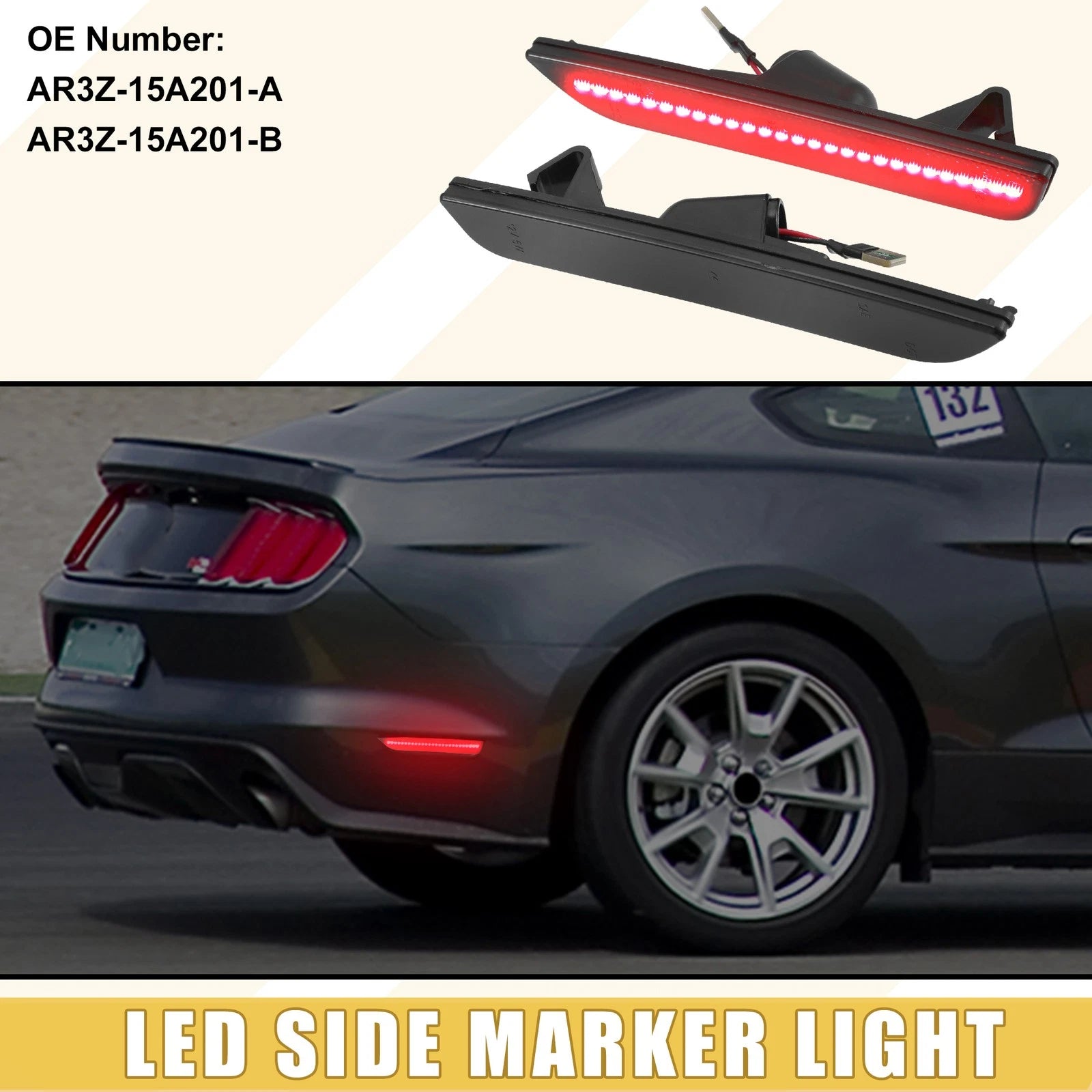 2X Rear LED Side Marker Light AR3Z-15A201-A for Ford 