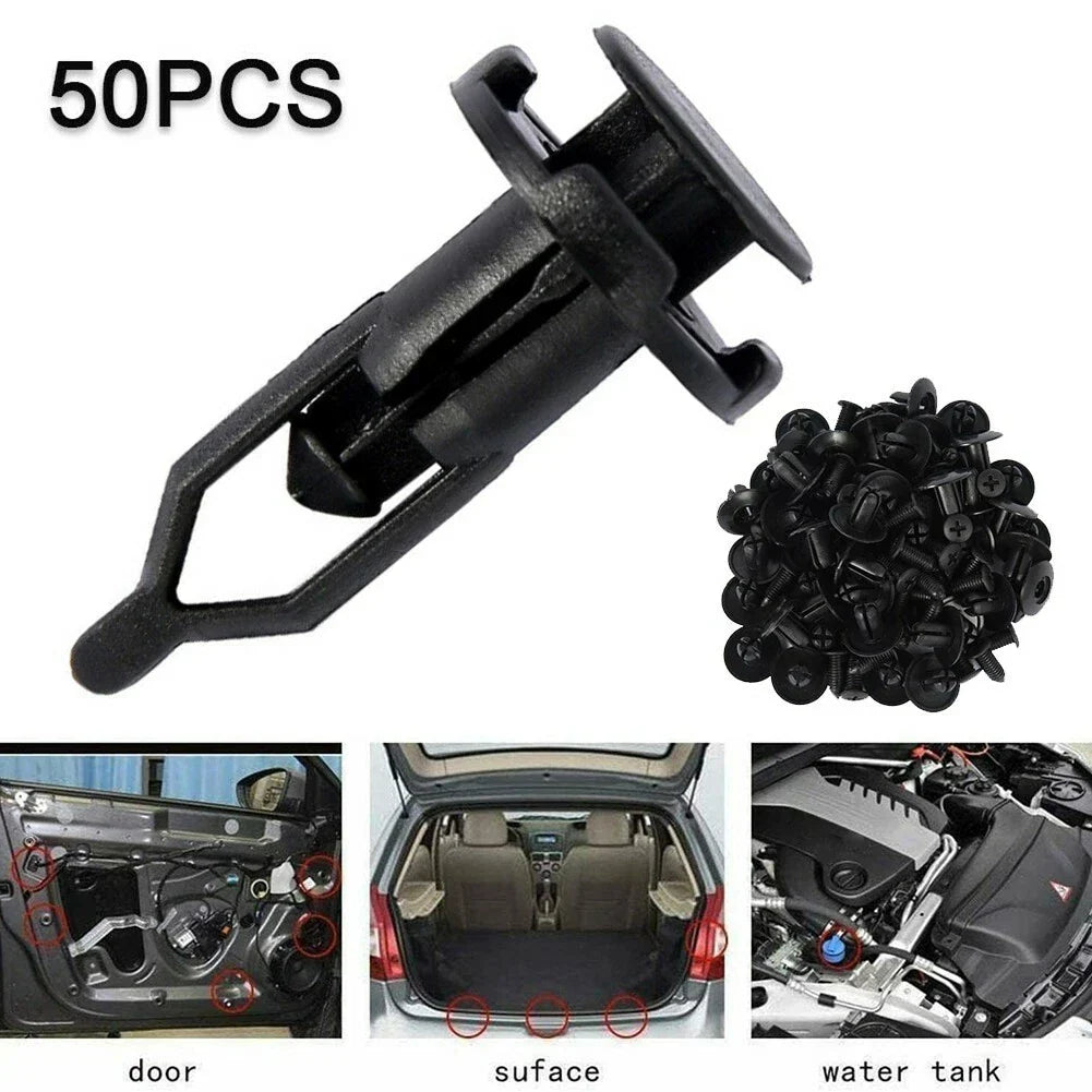 50x9mm Bumper Splash Shield Hood Engine Push Clip Rivet for Ford