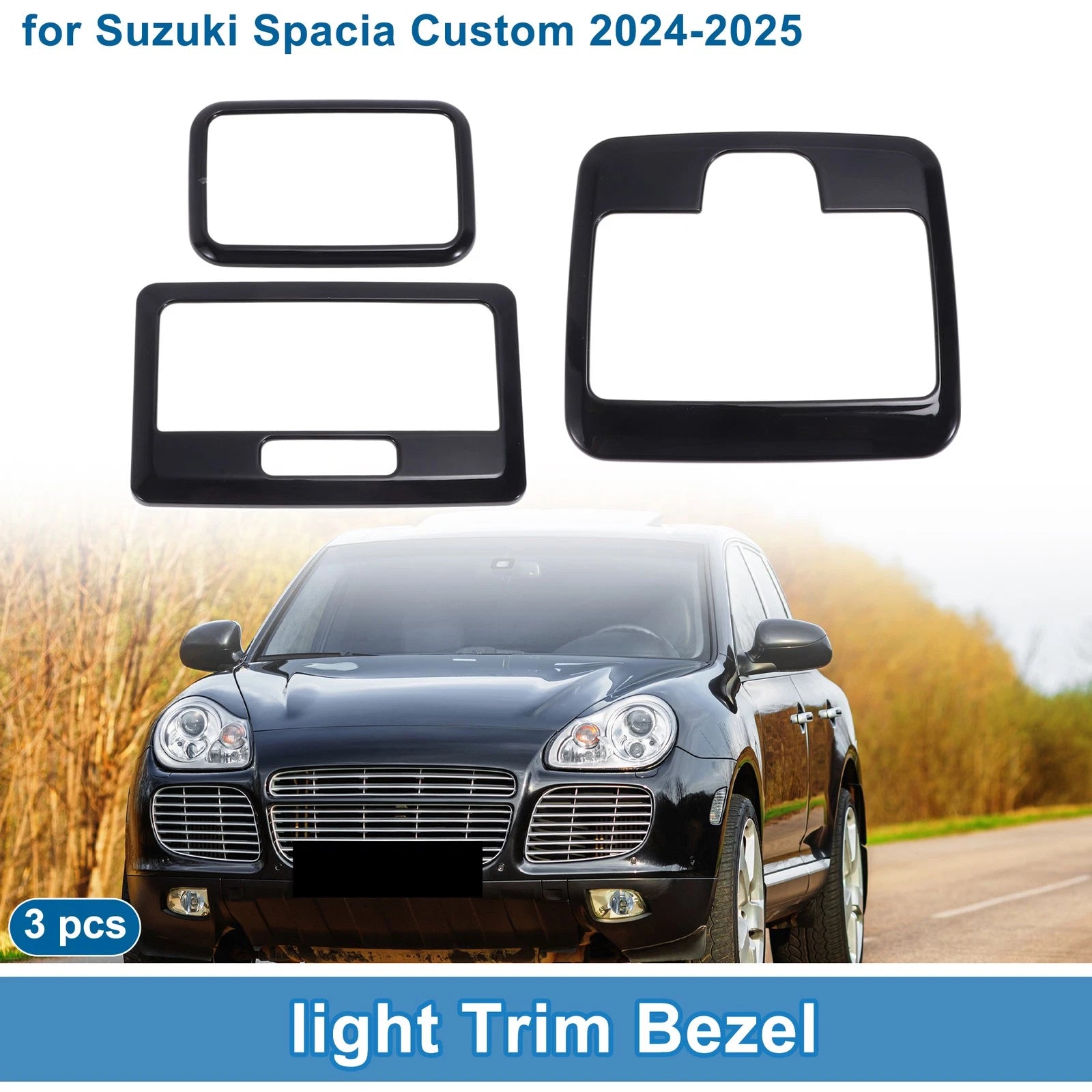 Front Row Rear Row Light Trim Bezel for Suzuki Spacia Custom (2024–2025) Black