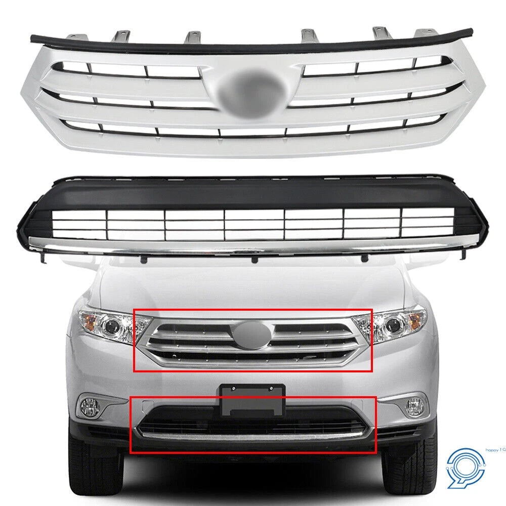 Front Upper & Lower Grille Assembly for Toyota Highlander (2011-2013)