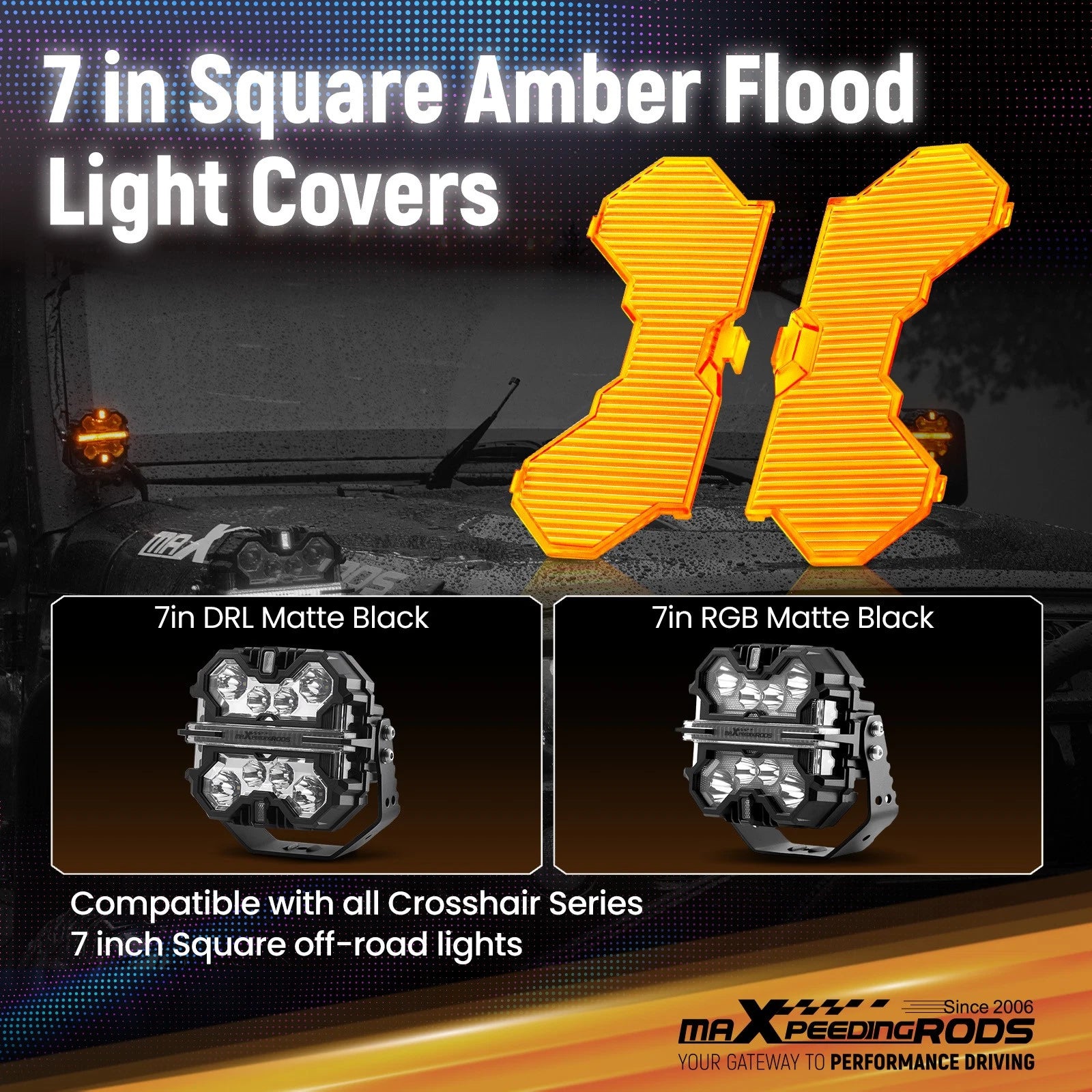 LED Driving Light Pods 7" Spot Beam for Off Road Vehicles (IP68, 252W, 9-32V)