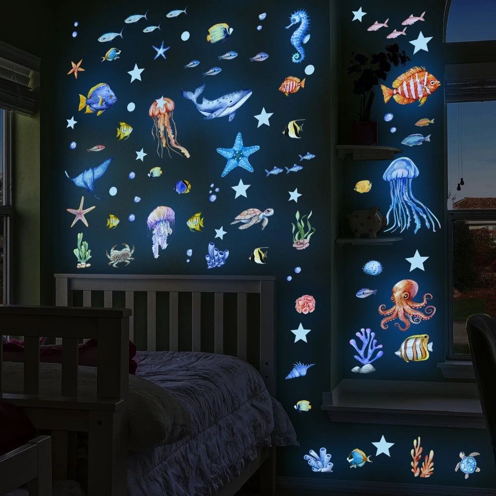 Glow In The Dark Sea Creatures Decor for Bedroom (PVC Material)