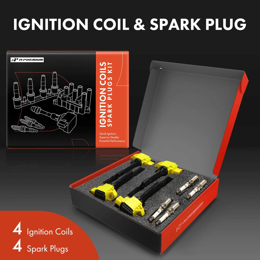 Set of 4 Ignition Coils & 4 Iridium Spark Plugs for Subaru Outback (2010–2020)